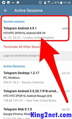 آموزش تصویری قطع دسترسی سایر دستگاه ها متصل به حساب تلگرام